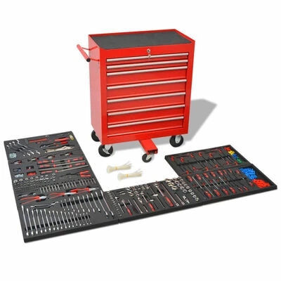 VidaXL Chariot à outils pour atelier avec 1125 outils Acier Rouge 2 VidaXL Chariot à outils pour atelier avec 1125 outils Acier Rouge