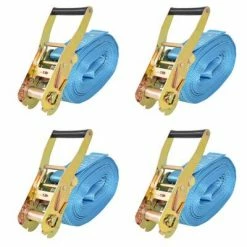 VidaXL Sangle d’arrimage à cliquet 4 pcs 4 tonnes 8 m x 50 mm Bleu