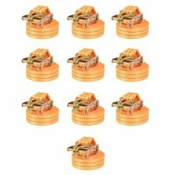 VidaXL Sangle d’arrimage à cliquet 10 pcs 1 tonne 6 m x 38 mm Orange