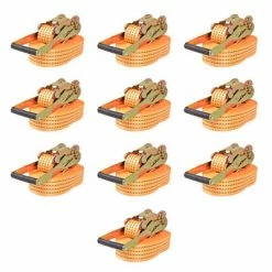 VidaXL Sangle d’arrimage à cliquet 10 pcs 2 tonnes 8 m x 50 mm Orange
