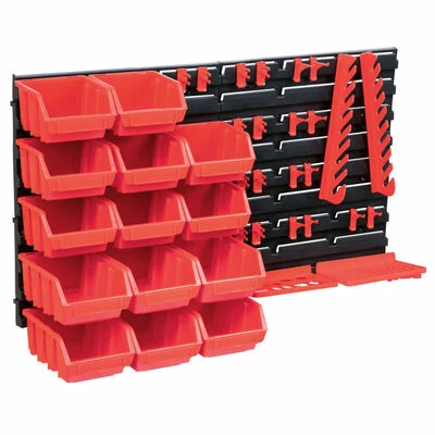 VidaXL Kit de bacs de stockage et panneaux muraux 39 pcs Rouge et noir 3 VidaXL Kit de bacs de stockage et panneaux muraux 39 pcs Rouge et noir