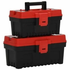 VidaXL Ensemble de boîtes à outils 2 pcs Noir et rouge Polypropylène