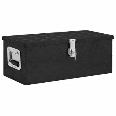 VidaXL Boîte de rangement Noir 70x31x27 cm Aluminium 2 VidaXL Boîte de rangement Noir 70x31x27 cm Aluminium