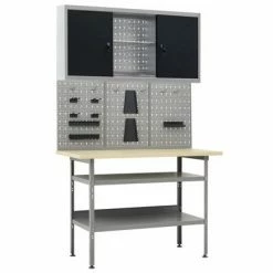 VidaXL Établi avec 3 panneaux muraux et 1 armoire
