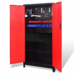 VidaXL Armoire avec coffre à outils Acier 90x40x180 cm Rouge et noir