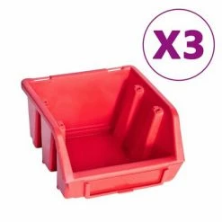 VidaXL Kit de bacs de stockage et panneaux muraux 34 pcs Rouge et noir -Accessoires de quincaillerie Soldes image 2 150811
