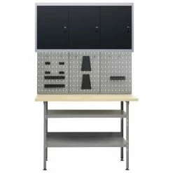 VidaXL Établi avec 3 panneaux muraux et 1 armoire -Accessoires de quincaillerie Soldes image 2 3053436
