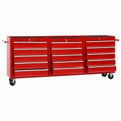 VidaXL Chariot à outils avec 15 tiroirs Acier Rouge -Accessoires de quincaillerie Soldes image 2 3056737