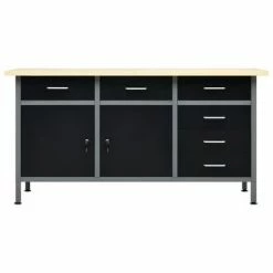 VidaXL Établi Noir 160x60x85 cm Acier -Accessoires de quincaillerie Soldes image 3 145348