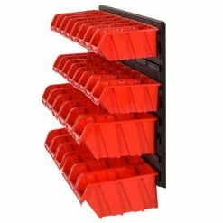 VidaXL Ensemble d'étagères d'atelier 30 pcs Rouge et noir 77x39 cm PP -Accessoires de quincaillerie Soldes image 3 152203