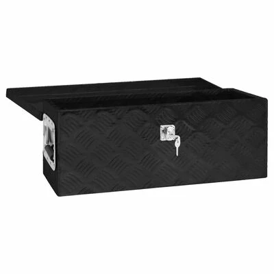 VidaXL Boîte de rangement Noir 60x23,5x23 cm Aluminium 6 VidaXL Boîte de rangement Noir 60x23,5x23 cm Aluminium – Image 4