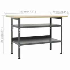 VidaXL Établi Gris 120x60x85 cm Acier -Accessoires de quincaillerie Soldes image 6 145344