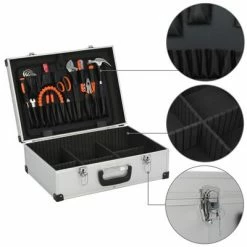 VidaXL Valise à outils 46 x 33 x 16 cm Argenté Aluminium -Accessoires de quincaillerie Soldes image 6 91846